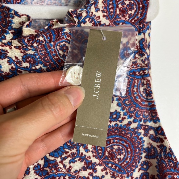 NWT J.Crew Fleur Cotton Paisley Top XS Button Back Cottagecore Romantic Ruffle - Picture 4 of 12